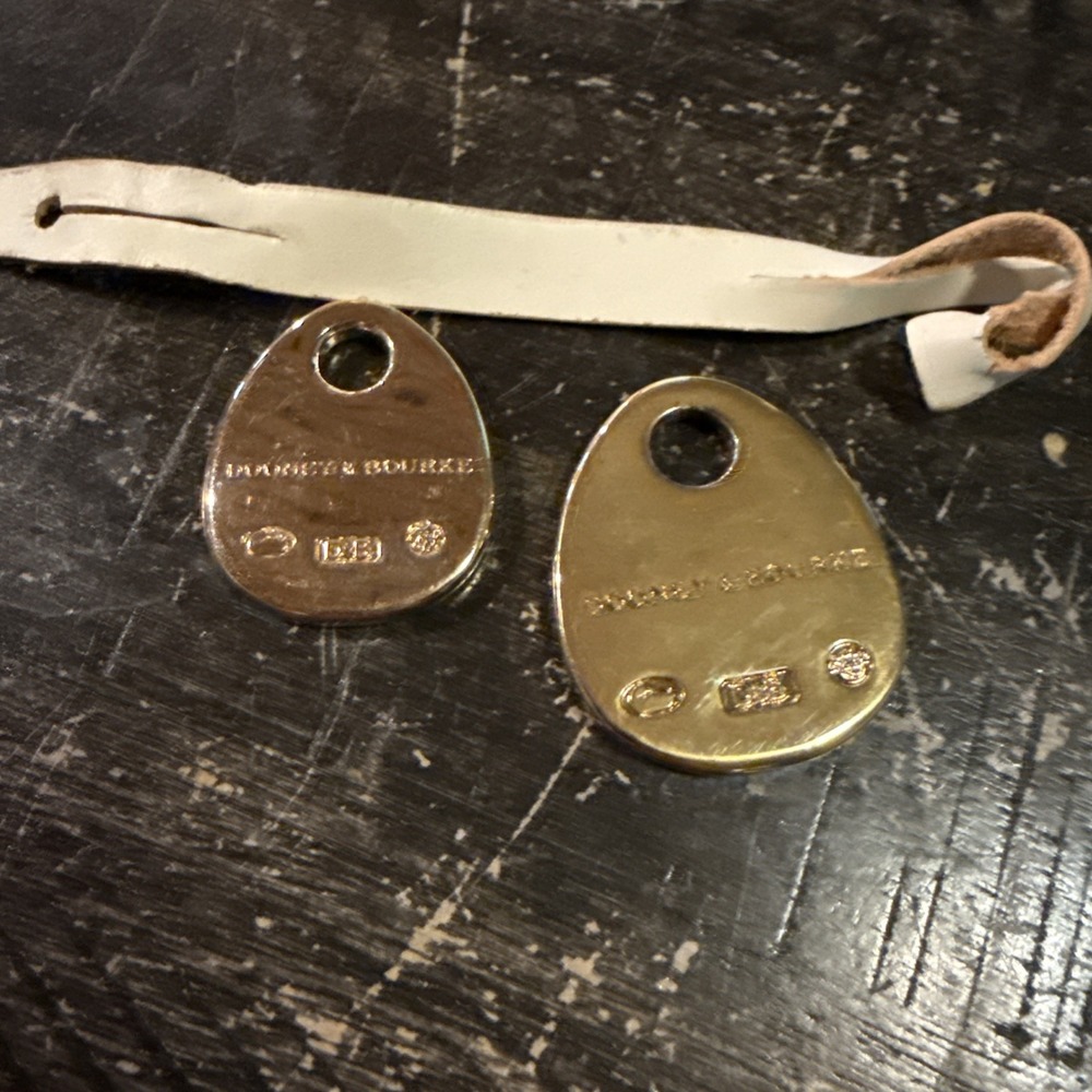 Dooney Bourke Orange Metal Duck Handbag Charm Hang Tag Replacement Set Of Two - Picture 6 of 8